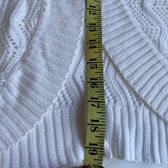 Leo & Nicole Bolero Shrug Crop Cardigan Women's Small Ivory Half Sleeve Sheer - Picture 10 of 11